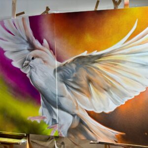 SPRAYPAINT GRAFFITI OP DOEK - BIRD OF FREEDOM - @DAEZE203