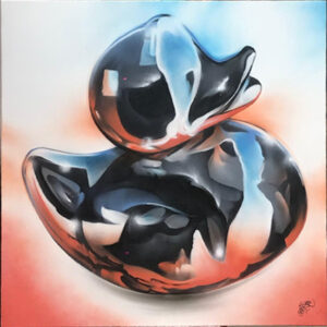 SPRAYPAINT GRAFFITI OP DOEK - BATH DUCKIE CHROME - @DAEZE203